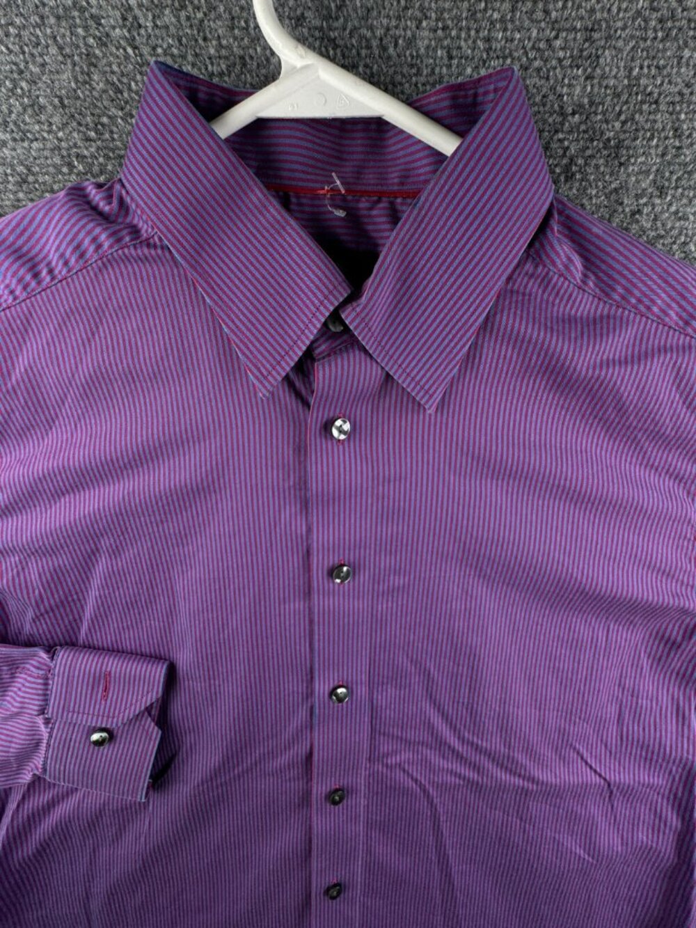 Eton Ganghester Long Sleeve Button Up Dress Shirt Striped Purple Blue Size 17